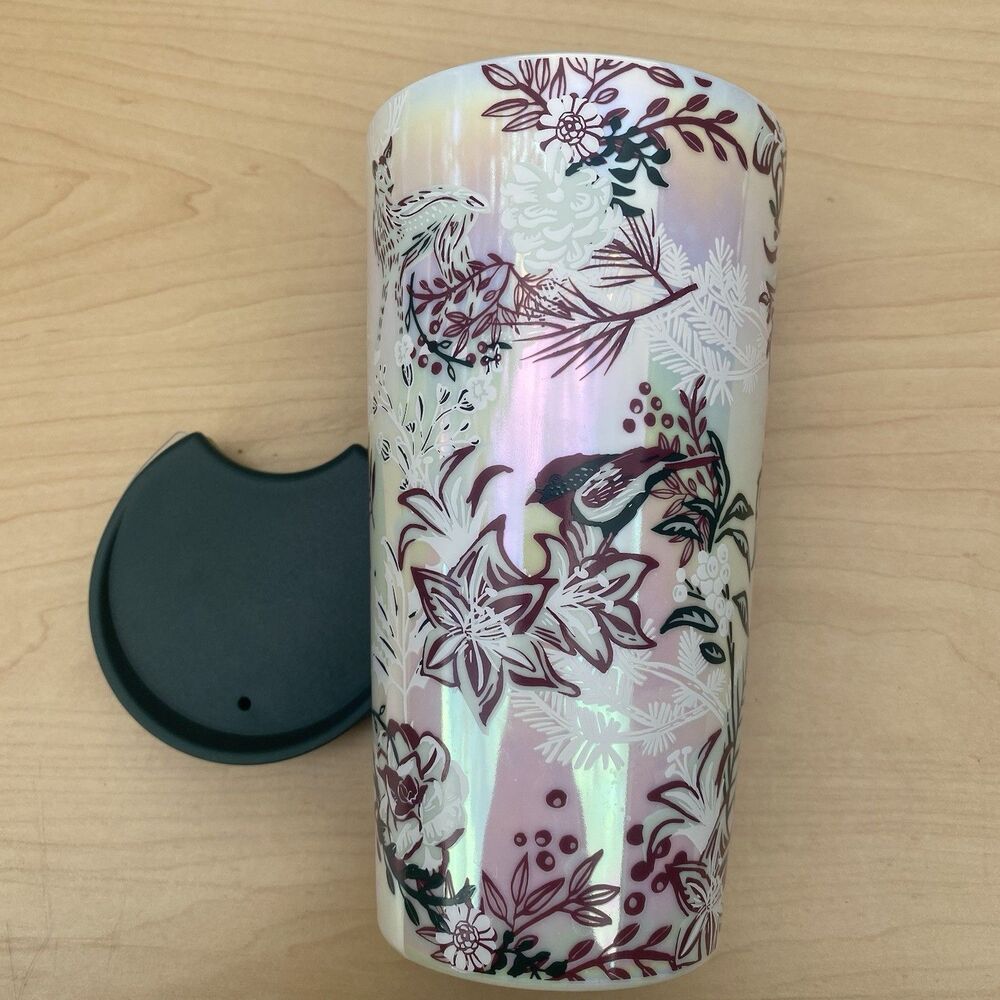 RARE STARBUCKS  2022 CERAMIC ENCHANTED FOREST HOLIDAY TUMBLER, 12 OZ, WITH LID
